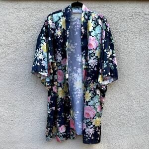 Vintage Val-Mode Satin Floral Robe Lingerie USA S